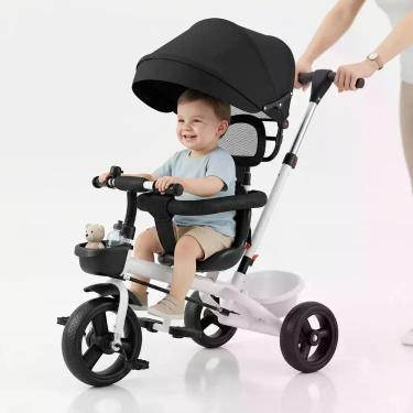 Imagem de Triciclo Infantil Bebê Comfort Branco Haste Direcionável Empurrador Pr