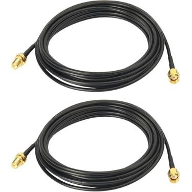Imagem de Yuslao Cabo de extensão de antena WiFi macho para RP-SMA fêmea RP-SMA 3 m para PC desktop sem fio mini PCI Express PCIE placa de rede roteador WiFi adaptador USB câmera de segurança IP (pacote com 2)