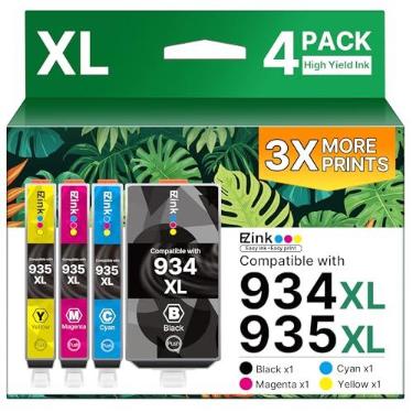 Imagem de E-Z Ink (TM) Cartucho de tinta de substituição compatível com HP 934 935 Alto rendimento 934XL 935XL compatível com impressora Officejet 6830 6230 6815 6812 6835 6820 (pacote com 4)