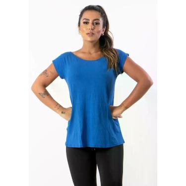 Imagem de Blusa Sobre Legging Feminina Fitness Furadinha Academia - blees, Azul 