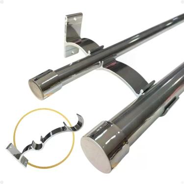 Imagem de Kit 6 Suporte Duplo Comum Perfil Varão Cortina 19.28mm Ilhós Argola In
