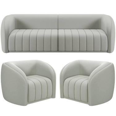 Imagem de Kit Sofá 4 Lugares Para Sala 292cm com 02 Poltronas Lazio M03 Veludo C