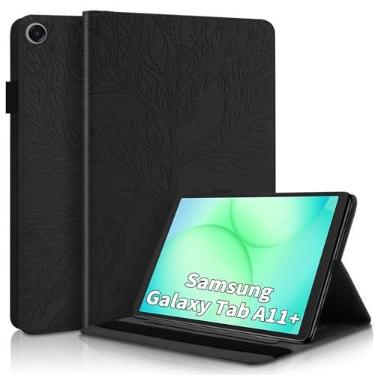 Imagem de TIPOYOROO Capa para Samsung Galaxy Tab A11 Plus 27.9 cm 2025 (SM-X310/SM-X315/SM-X236), capa flip para Samsung Galaxy Tab A11+ 5 g couro PU com faixa elástica e suporte para cartão - preta
