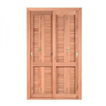 Imagem de Kit Porta de Madeira Veneziana PE521 Gold Esel 216cmx160cmx14cm Natural