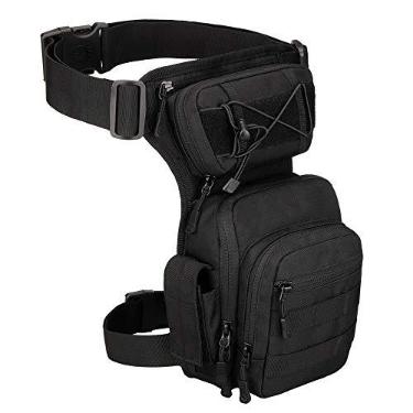 Imagem de YFNT Bolsa de perna tática para homens e mulheres, bolsa de coxa militar, andar de motocicleta, caminhada, cintura, pochete de viagem, Preto, One Size