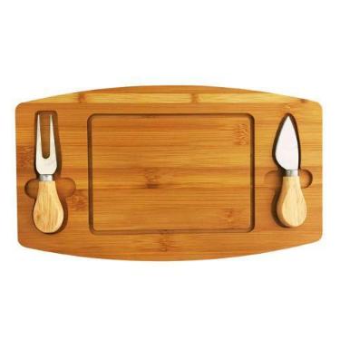 Imagem de KIt Tábua para Queijos e Frios 3 Peças Inox e Bambu - Top Chef