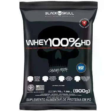 Imagem de Whey protein refil whey 100% hd chocolate 900g black skull, Chocolate,