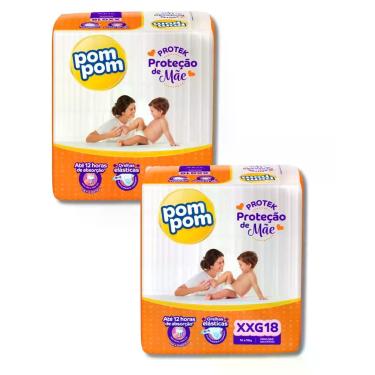 Imagem de Kit 2 Fraldas Pompom Derma Protek Conforto Bebê, Extra extra grande (X