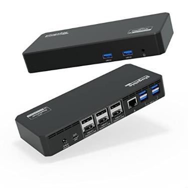 Imagem de Plugable Estação de ancoragem para monitor triplo USB C 12 em 1, monitores triplos 4K com HDMI 3X ou DisplayPort 3X, compatível com Mac, Windows, Thunderbolt, USB4, USB-C (100W PD, 6X portas USB