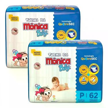 Imagem de Kit 2 Fralda Desc Turma da Mônica Baby Mega P 62 Un Cada