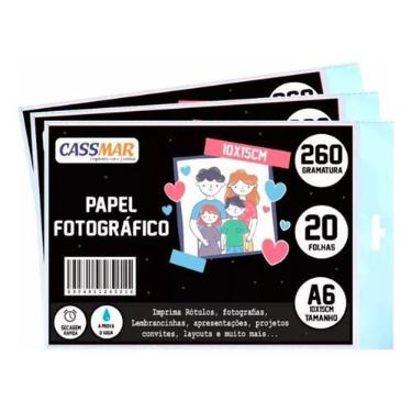 Imagem de Papel Fotográfico Glossy Brilhante 10x15 260g Cassmar 100 Fls