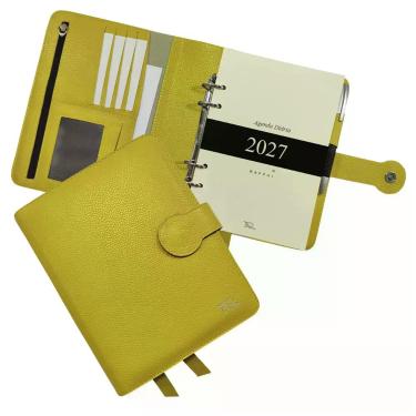 Imagem de Agenda Diária Couro 2027 125-R Personalizada Raffai Couros, Amarelo
