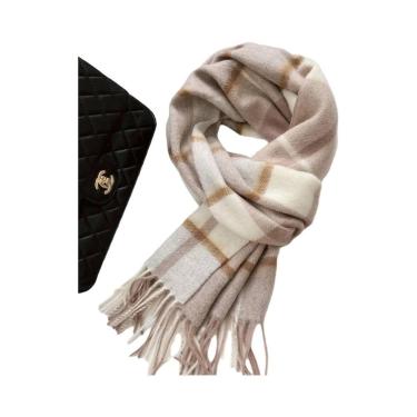Imagem de Cachecol De Lã Xadrez Vintage Feminino Estilo Preppy Outono Inverno Pa