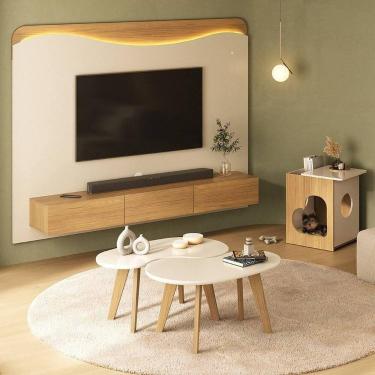 Imagem de Conjunto Sala de Estar com 1 Painel, 2 Mesas de Centro e 1 Mesa Latera