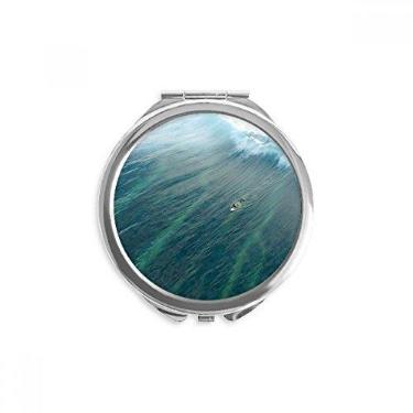 Imagem de Ocean Sand Beach Sea Surfing Wave Picture Hand Compact Mirror Round Portátil Pocket Glass