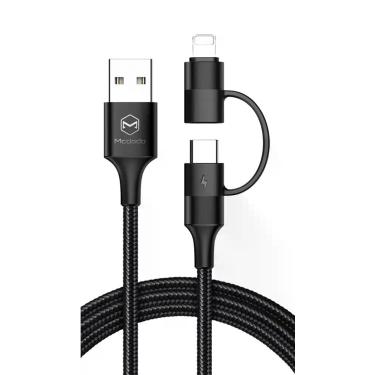 Imagem de Cabo carregador  e dados 2 em 1 USB Tipo C Lightning 3A 1,2M - Mcdodo