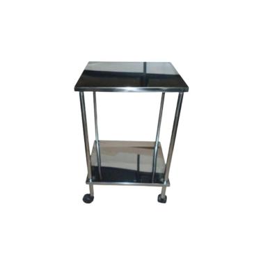 Imagem de Mesa Auxiliar 2 Prateleiras Com Rodízio Inox 40cm - Metal Solution