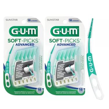 Imagem de Kit Palito Interdental Gum Soft Picks Advanced Alongado Cabo Curvado com Estojo Portátil 36UN