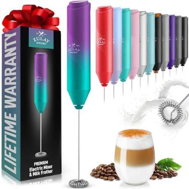 Imagem de Zulay Kitchen Poderoso Espumador De Leite - Mini Espumador De Leite Portátil Aço Inoxidável - Misturador De Bebidas Operado Por Bateria Para Café, Lattes, Cappuccino, Matcha - Espumador De Leite Fro