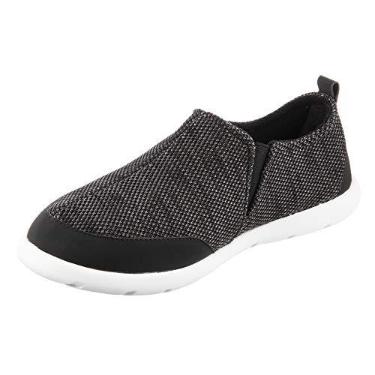 Imagem de Pantufa Masculina Ativate Mesclada Isotoner Zenz Fecho Traseiro, Sapato Sem Cadarço, Black Marbled, 12