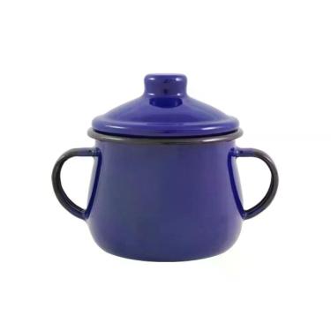Imagem de Açucareiro Esmaltado Azul 0,38L para Servir e Decorar Mesa em Aço Especial Atóxico Ewel