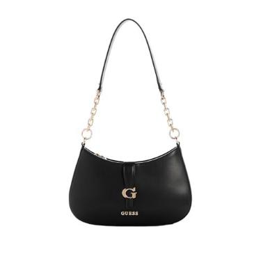Imagem de GUESS Bolsa de ombro com zíper superior Carrie, preta