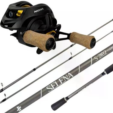 Imagem de Kit Pesca Carretilha Anti Cabelereira Drag 4kg Vara Grafite lado da ma