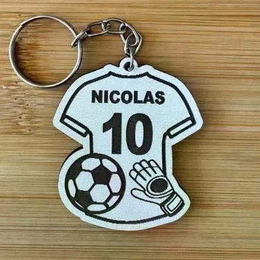 Imagem de Kit Chaveiros Futebol Goleiro Aniversário Mdf Branco - Arte Laser, Mdf