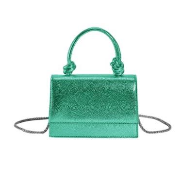 Imagem de Bolsa transversal de poliuretano moderna para mulheres bolsa pequena elegante com textura única para viagens de verão, Verde
