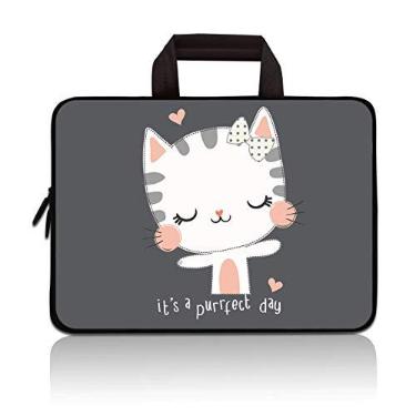 Imagem de Bolsa de transporte para notebook Ultrabook para laptop, capa de tablet de neoprene, bolsa de pasta compatível com Samsung Google Acer HP DELL Lenovo Asus, Cute Cat, For 11" 11.6" 12" 12.1" 12.5 Inch