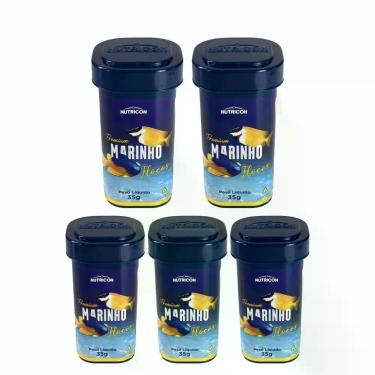 Imagem de Kit 5 Ração Peixes Marinho Flocos Premium 35g Nutricon