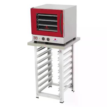 Imagem de Kit Forno Turbo Eletrico Fast Oven Prp-004 Vermelho 220V + Bancada Mes