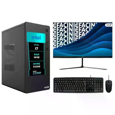Imagem de PC Completo Potente Intel i7 16GB SSD 512GB, Monitor 24, WiFi 6, Bluet
