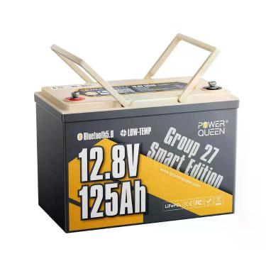 Imagem de Bateria Power Queen 12V 125Ah LiFePO4 Bluetooth Grupo 27
