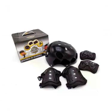 Imagem de Kit Proteção Infantil + Capacete Preto Tam Pp