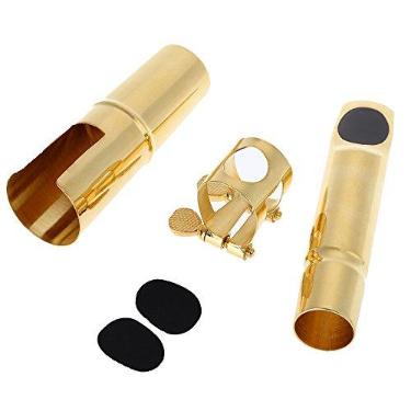 Imagem de Chusui Jazz Sax Alto saxofone, 7C boquilha Metal com bocal Patches almofadas almofadas Cap fivela chapeamento de ouro