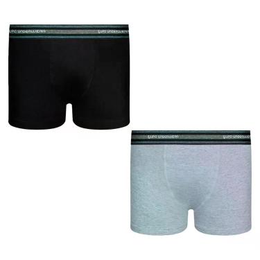 Imagem de Kit 2 Cuecas Boxer Infantil Lupo Box Criança Algodão Menino - GG, Pret
