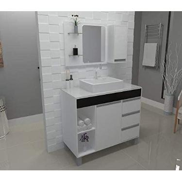 Imagem de Gabinete/Armario Banheiro Fit Supreme 1 Metro Comprimento - PRETO