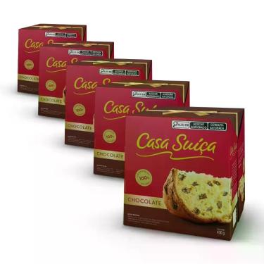 Imagem de 5 Panetones Casa Suíça Chocolate, Chocotone 400g - Casa Suiça