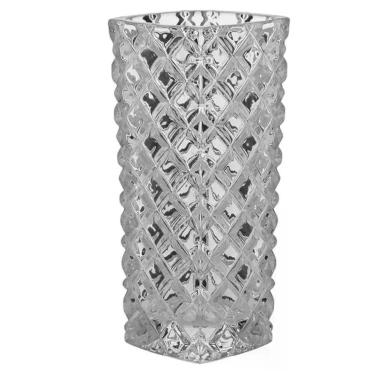 Imagem de Vaso Decorativo de Vidro Enfeite Casa Vidro 15x5x5cm Quadrado Texturizado Transparente Jocenter