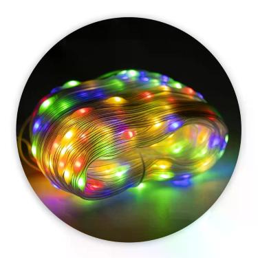 Imagem de Led Pisca Linha Com 50 Metros Lâmpadas Tomada 8 Modos Natal Ano Novo Colorido