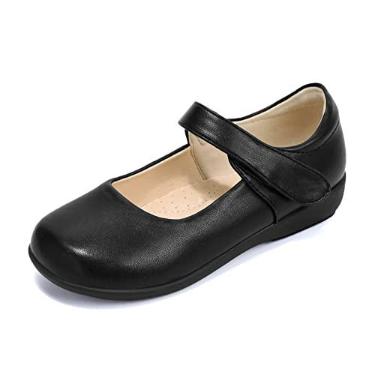 Imagem de PANDANINJIA Sandy Sapatilhas Mary Jane para uniforme escolar para meninas pequenas e grandes, Preto PU R, 11 Little Kid