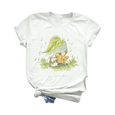 Imagem de Camiseta Feminina Com Estampa Animal, Manga Curta, Moda Fofa, Roupas D