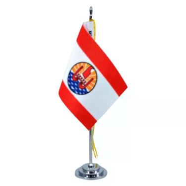Imagem de Mini Bandeira De Mesa Do Taiti Poliéster 15 Cm Mastro