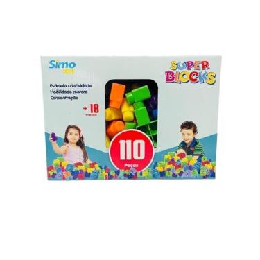 Imagem de Blocos De Montar Grande Infantil 110 Peças Brinquedo Educativo 18 Meses 2 Anos 3 Anos Crianças
