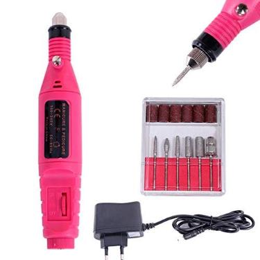 Imagem de Lixa Elétrica Unha Portátil Bivolt, Lixadeira de Unhas Gel, com kit de brocas