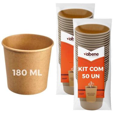 Imagem de Kit 50 Copos Térmicos 180ml Ecologicos Descartavel Kraft Kraft - Vaben