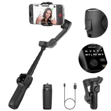 Imagem de AOCHUAN Estabilizador Gimbal de 3 eixos para iPhone com haste de extensão integrada de 2,8 cm, gimbal para smartphone com rastreamento AI, suporte de telefone portátil para iPhone e Android com tela