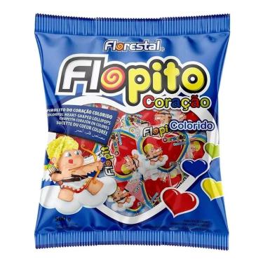 Imagem de Pirulito Florestal Flopito Coração Colorido 500g
