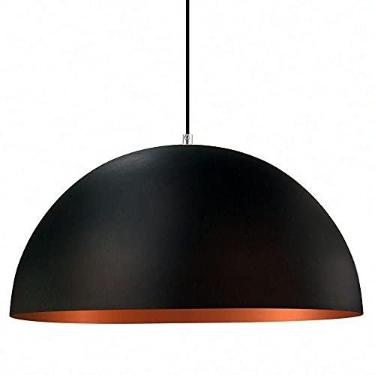 Imagem de Lustre Pendente Meia Lua 40cm Alumínio Preto com Cobre AS LUMINARIAS